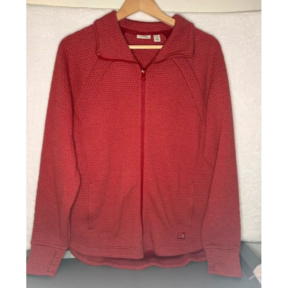 L.L.Bean Women’s L Red Ridge Knit Full Zip Jacket Lightweight Outdoor